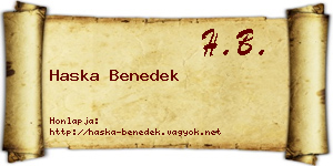 Haska Benedek névjegykártya